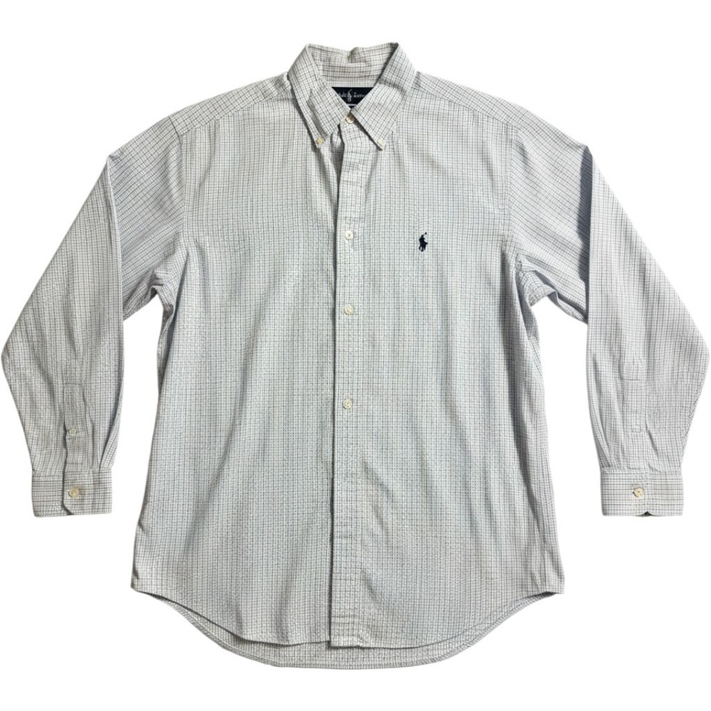 Polo Ralph Lauren Yarmouth Shirt Mens 16.5 34/35 Blue White Tattersall Check
